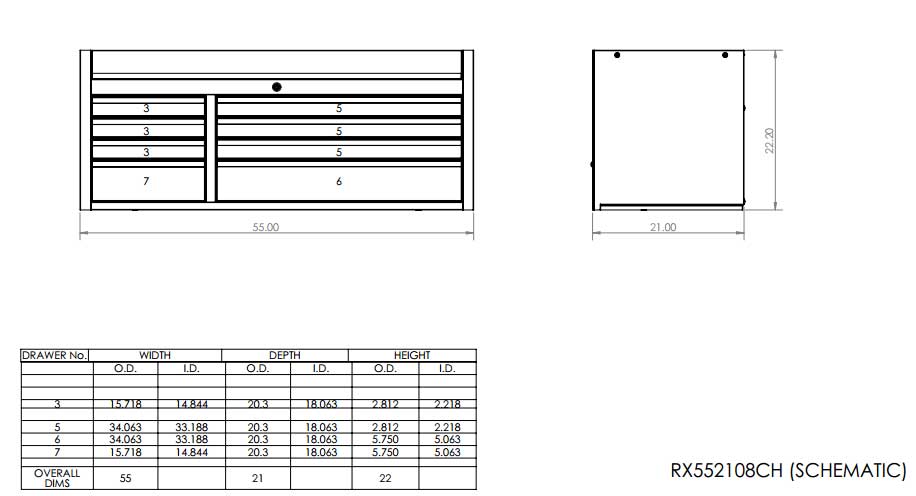 RX552108CH Top Tool Chest Schematic